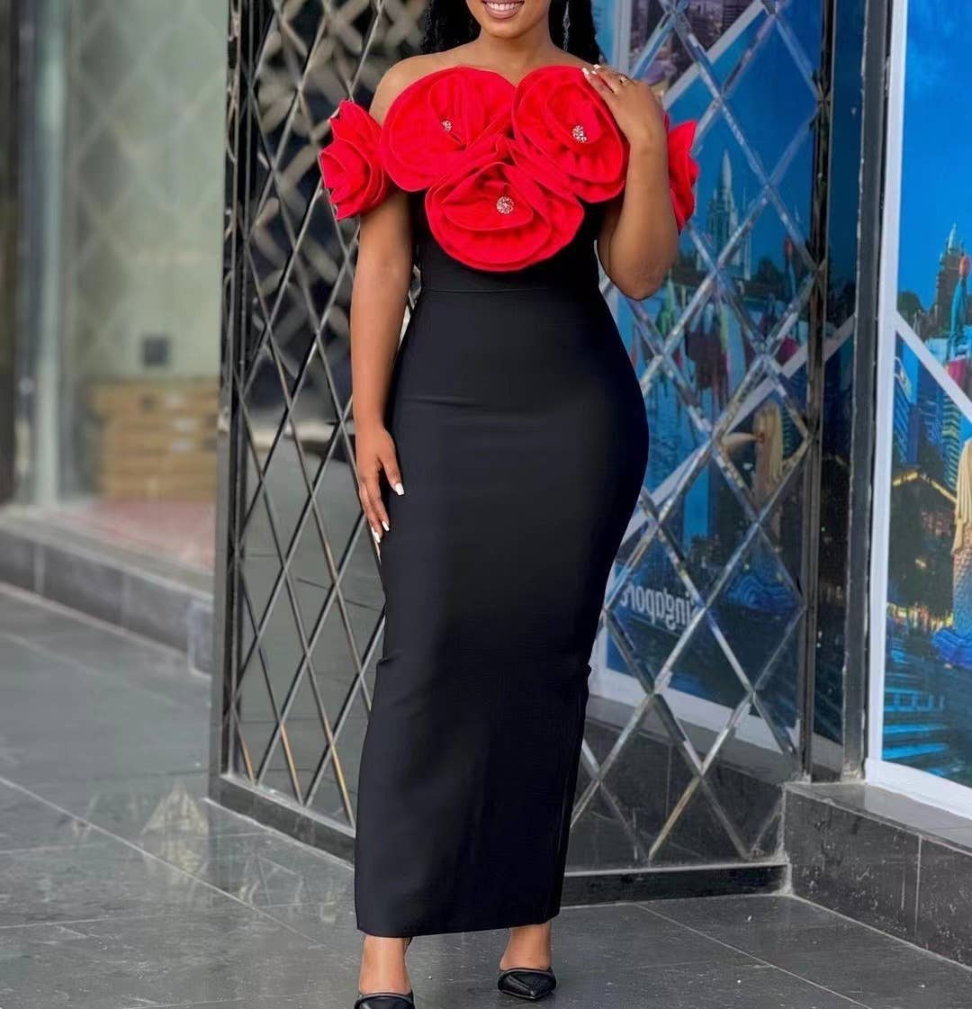 Productseeker – wholesale Klänning - Dam – DR0190 Elegant blommig bandageklänning - svartvitt14