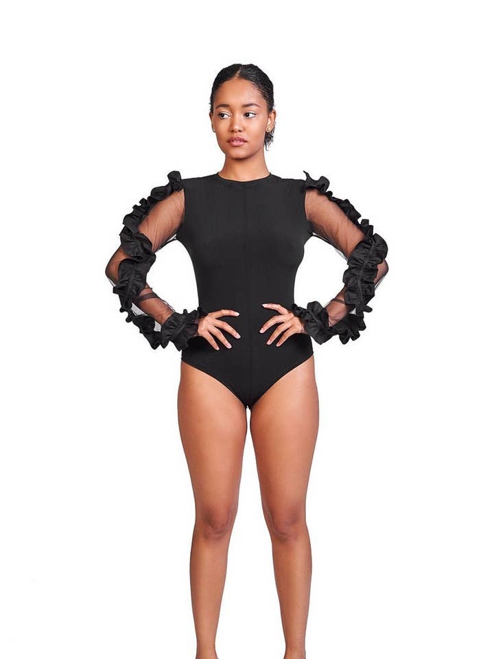 Body a maniche lunghe, body nero formale per la vendita all'ingrosso da parte di RALELE EOOD