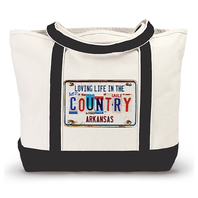 Canvas Boat Bag - License Plate Loving life in (name drop) for wholesale by Mariasch Studios
