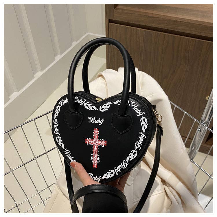 SALINA TRADING INC - Wholesale Shoulder Bag - Women's - Studded Gothic Punk Heart Shoulder Bag Small Square1