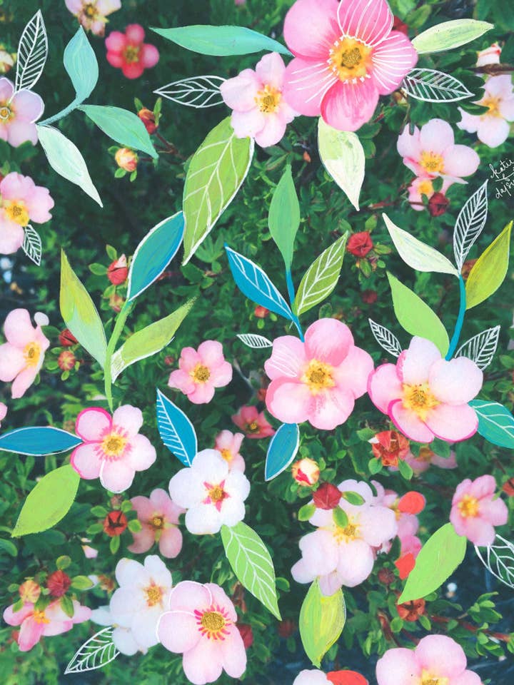 Posies Mixed Media Print for wholesale by Katie Daisy