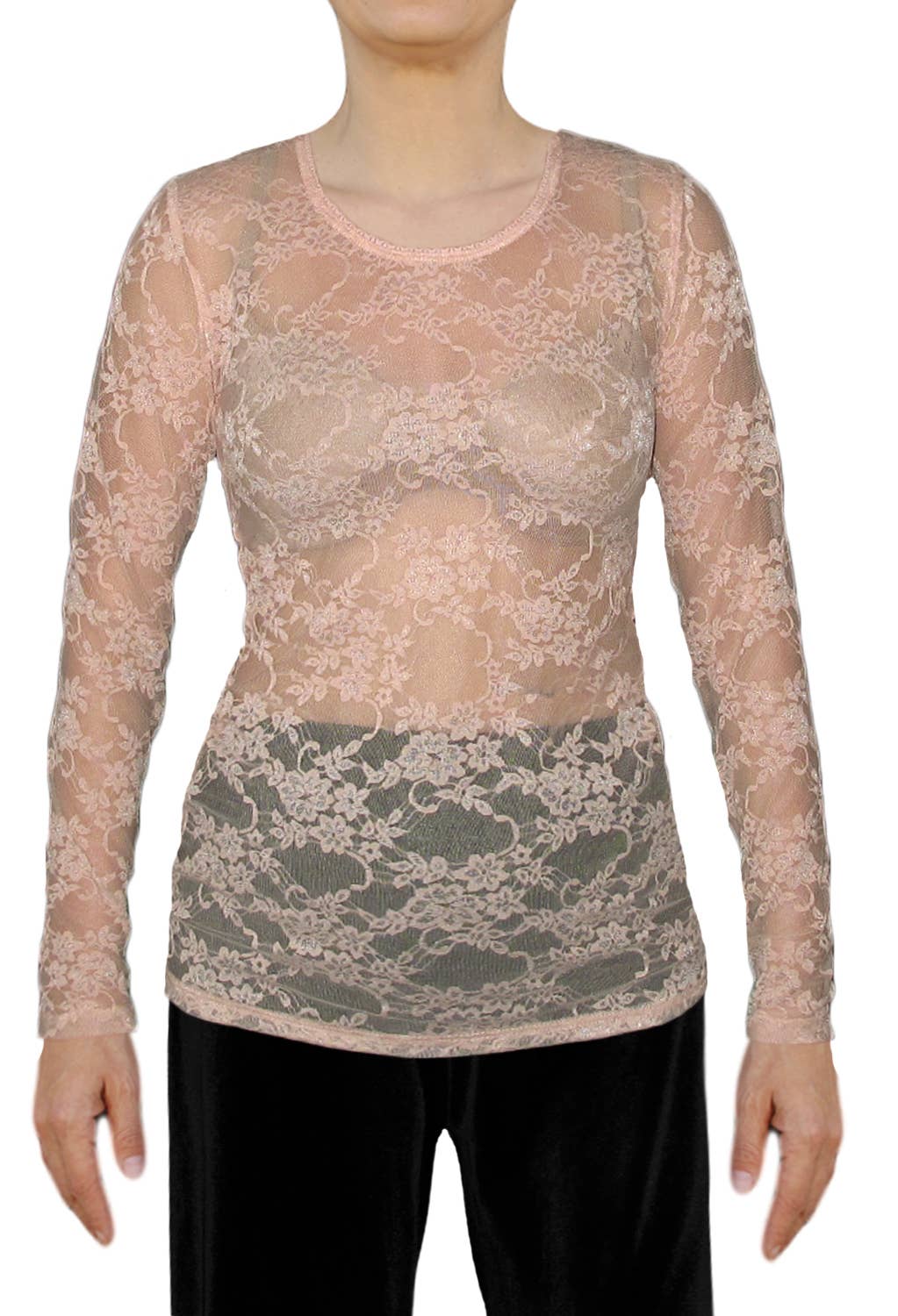 Ooh la la – Großhandel Bluse – Damen – Ooh La La Longsleeve aus Stretch-Spitze2