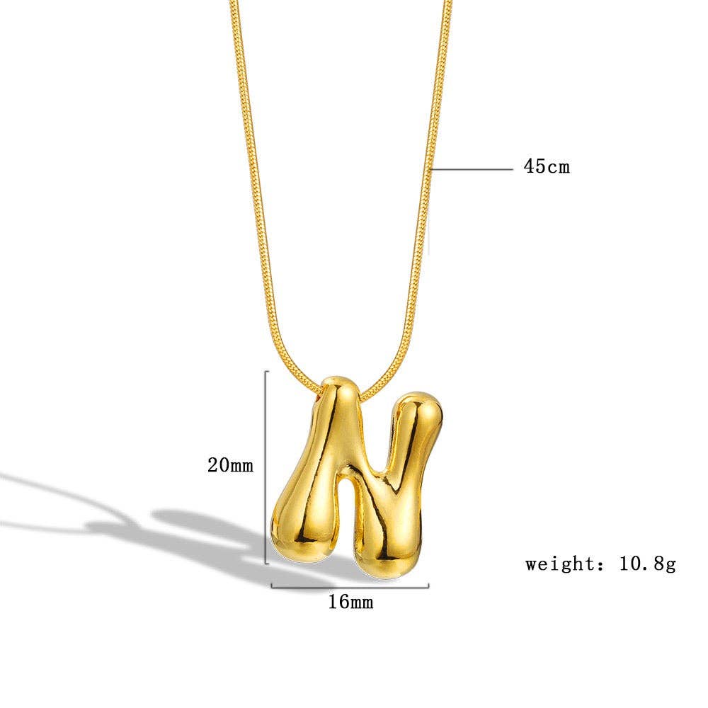 The Classy Cloth WS - Vente Colliers à pendentif - Collier avec initiale en forme de lettre à bulles - Gold RTS12