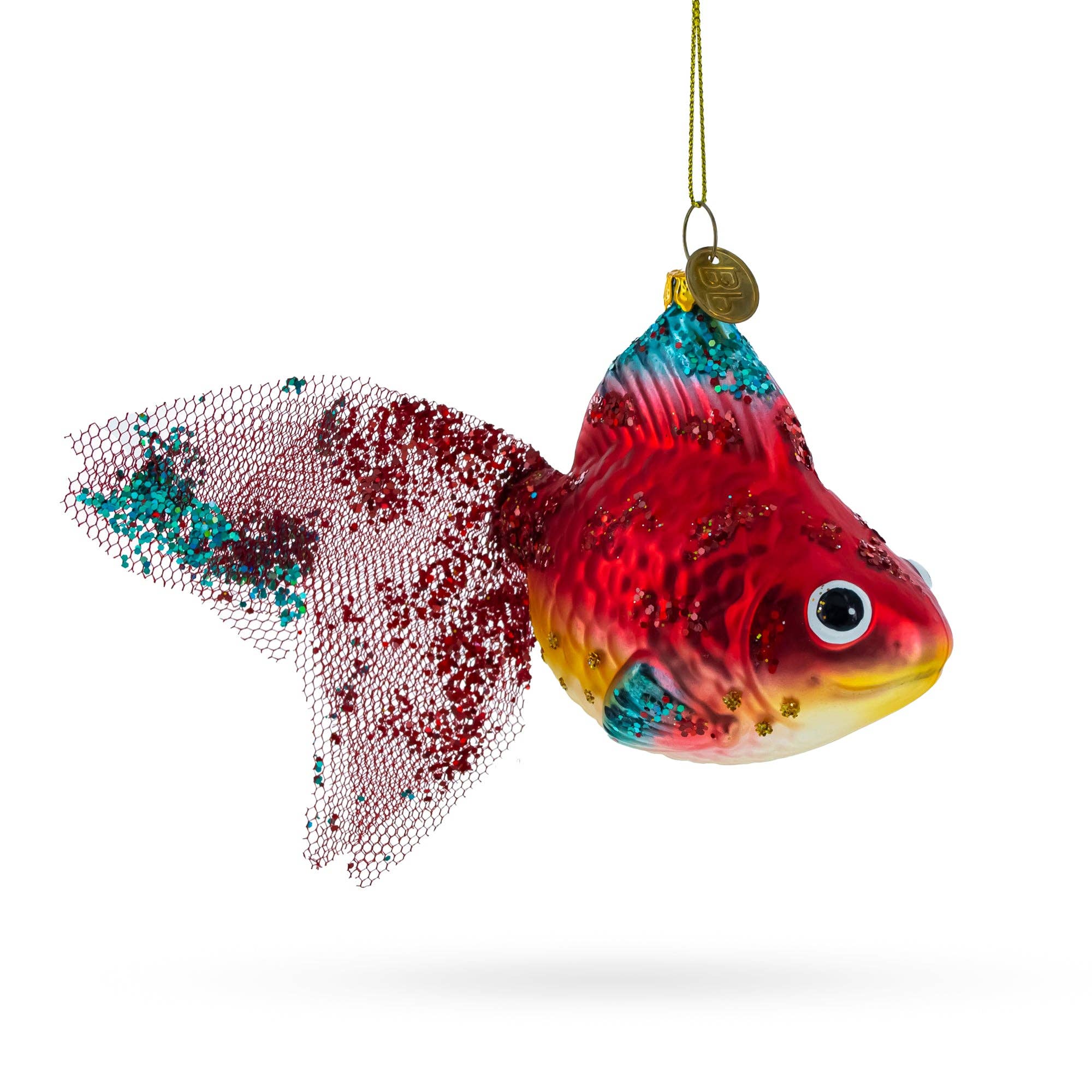 BestPysanky - Wholesale Ornament - Glittered Goldfish Glass Ornament0