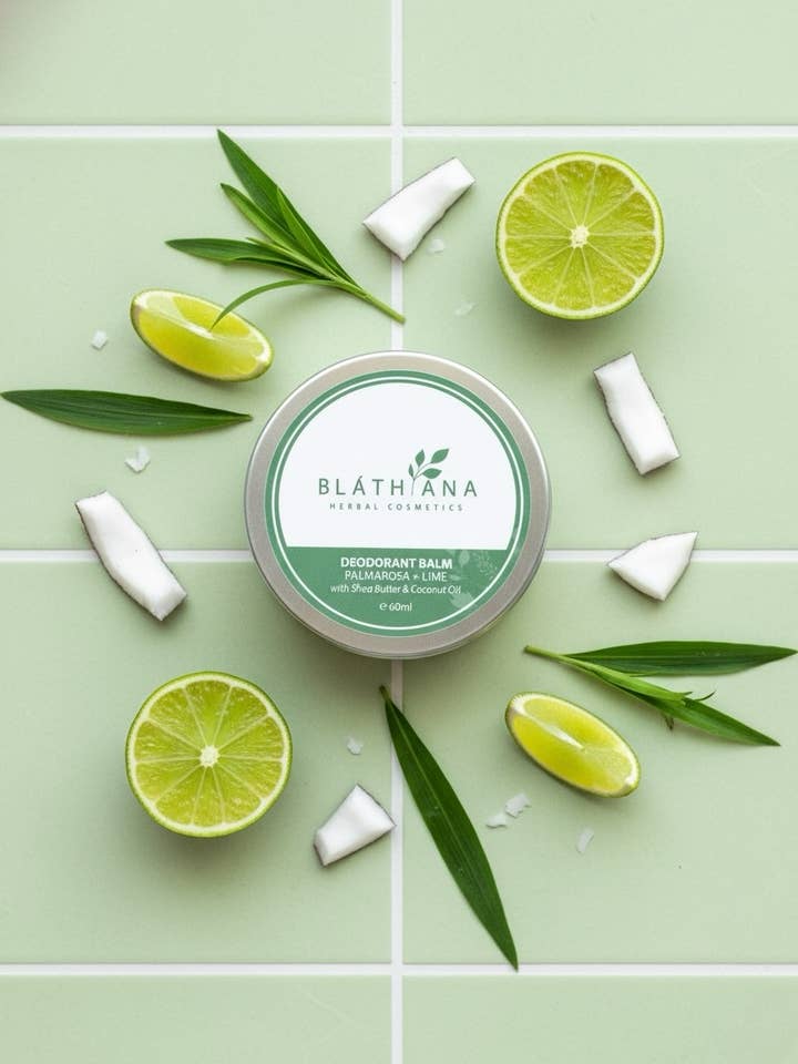 BÁLSAMO DESODORANTE PALMAROSA + LIME para venta al por mayor de BLATHANA HERBAL COSMETICS