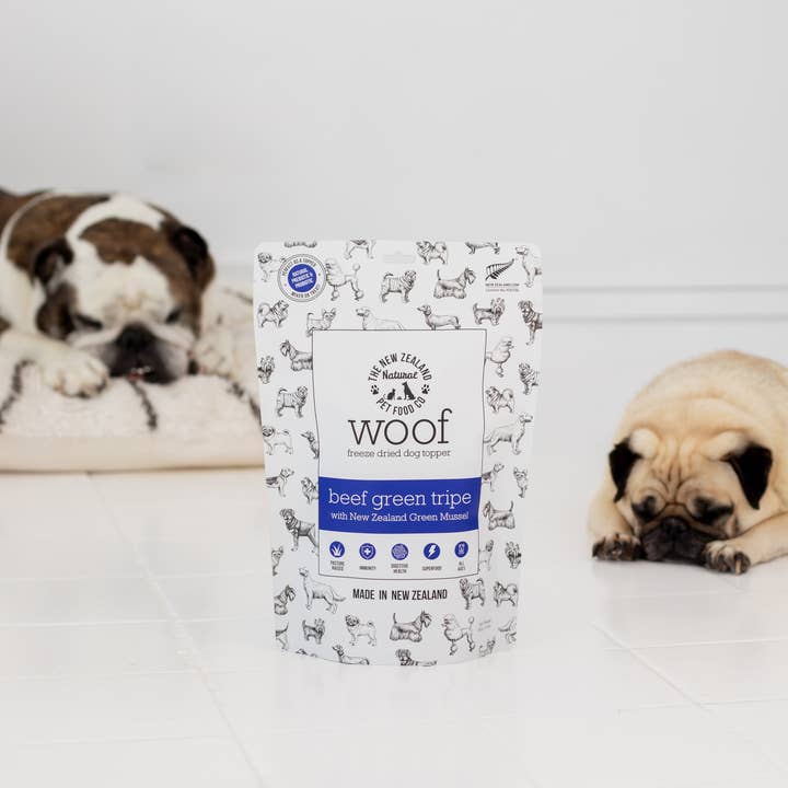 The New Zealand Natural Pet Food Co - Wholesale Pet Treats - Dog - Woof Beef Green Tripe Topper 6.3oz3