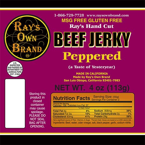 Ray's Own Brand - Wholesale Jerky - Ray's Own Brand Beef Jerky LG - Peppered3