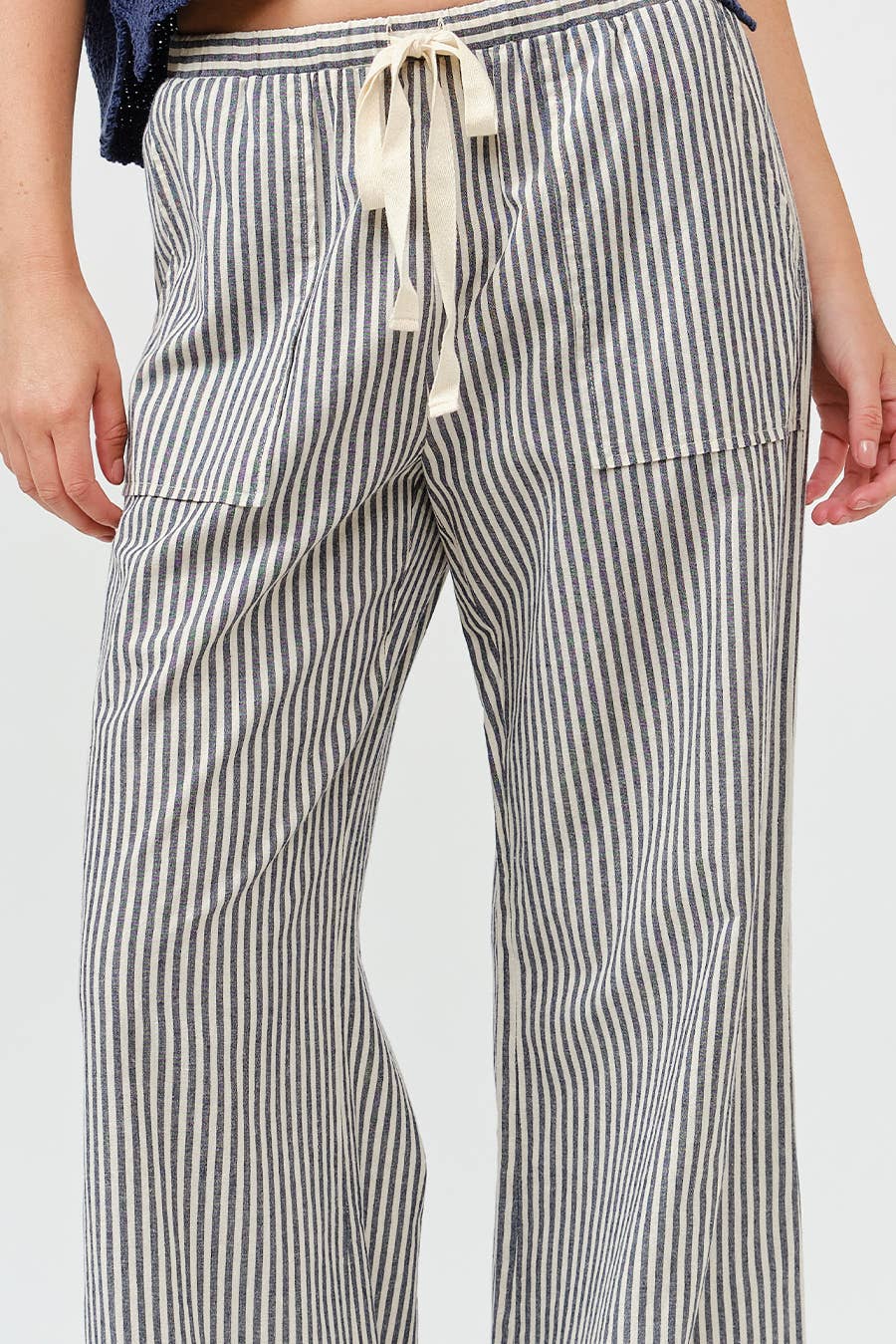 ILLA ILLA - Vente Pantalon – femme - Pantalon large en lin rayé13