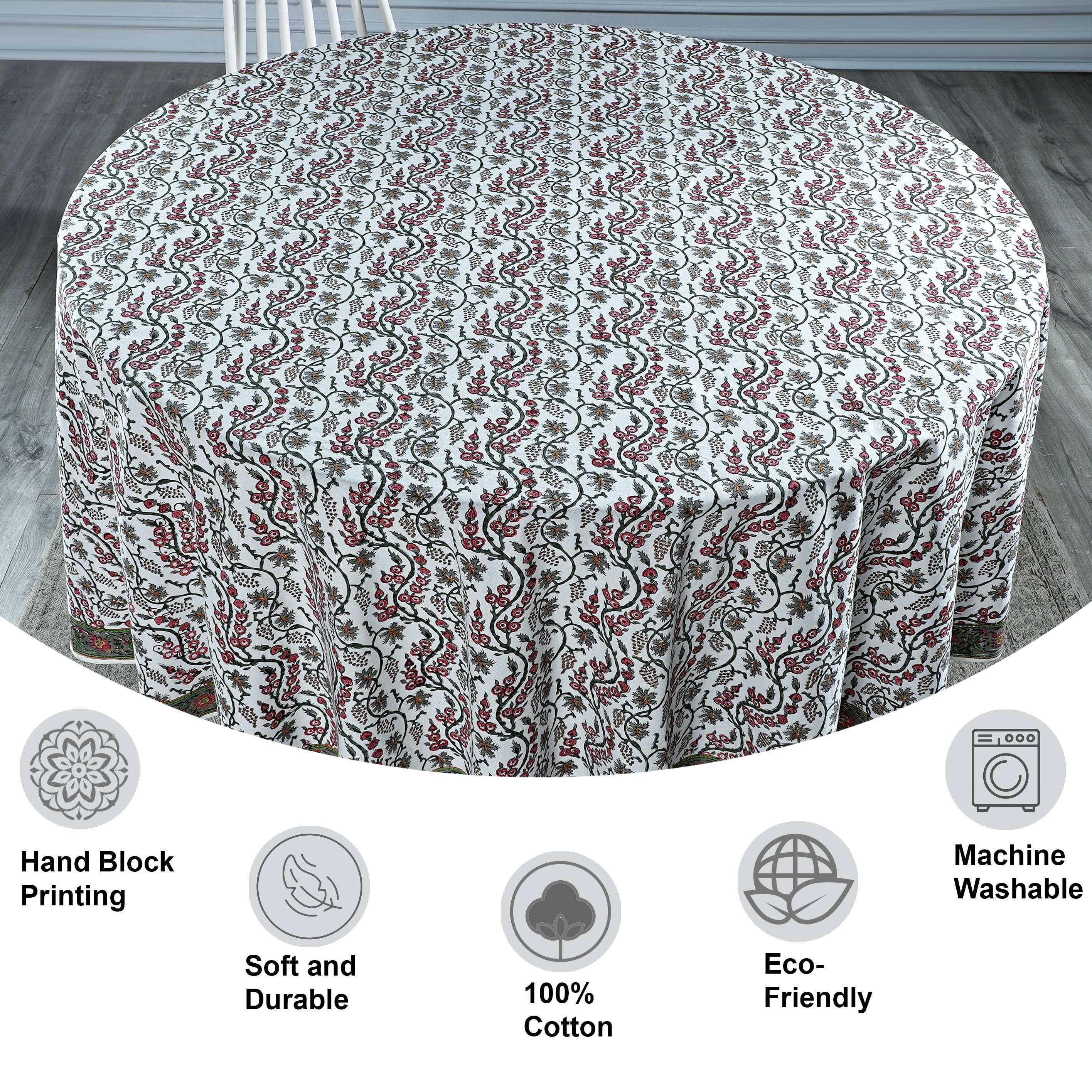 Fabricrush – wholesale Duk – Korall Rosa, Jägare Grön Rund Bordsduk3