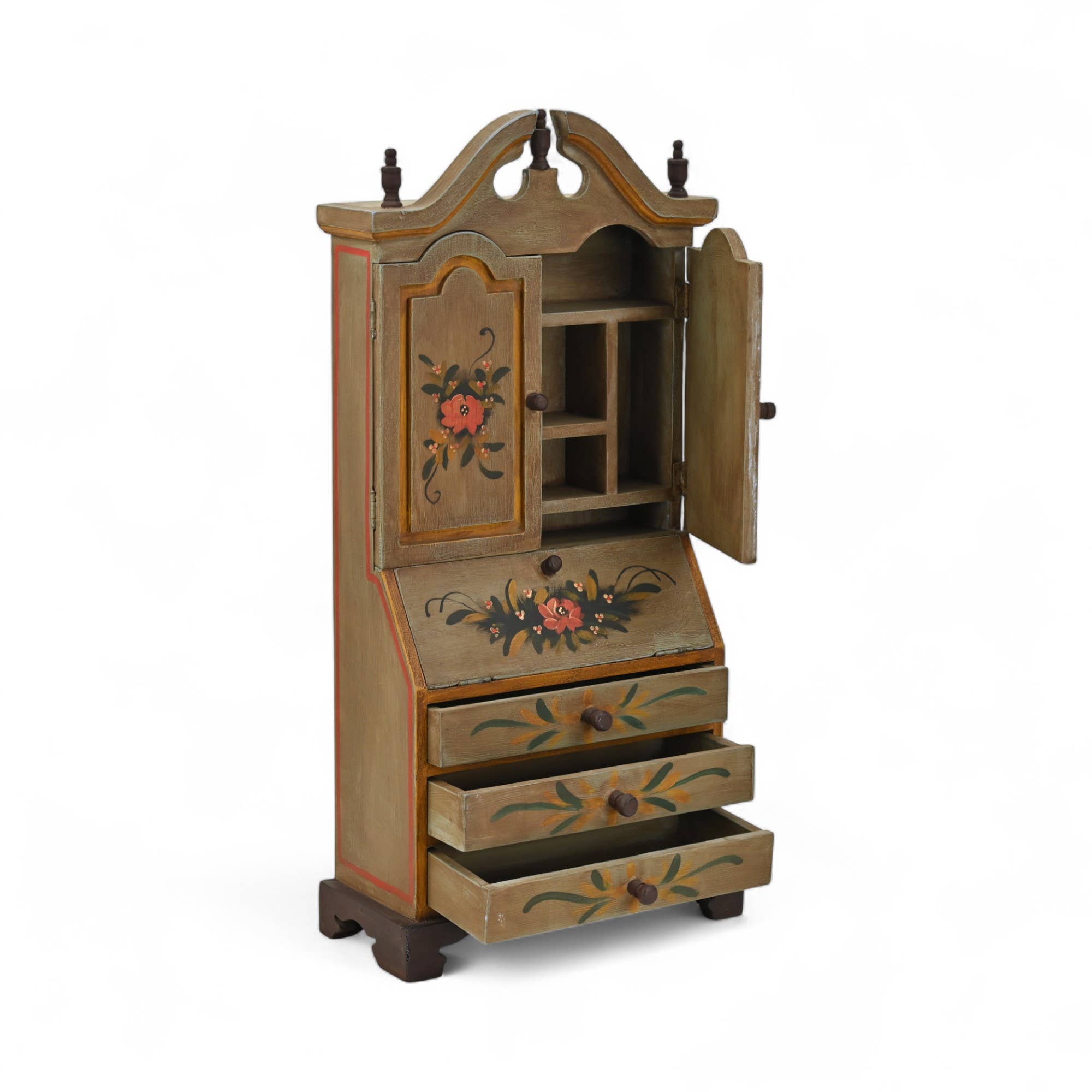 Cheungs Home Decor - Wholesale Decorative Tabletop Object - Flower Themed Mini Wood Decorative Armoire | Jewelry Chest2