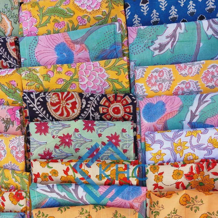 KHC – wholesale Dinner & cloth napkin – Assorted Cotton Fabric Floral Napkin Lot Of 20 Pcs2