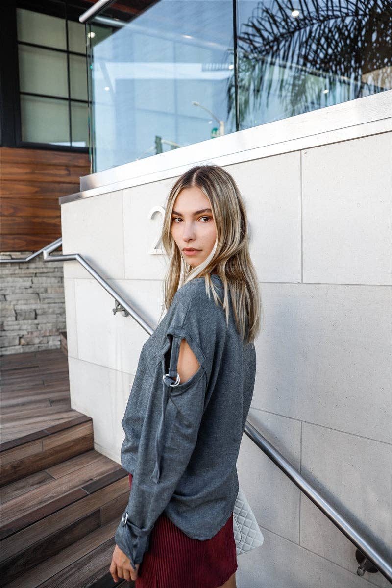 CC Wholesale Clothing - Wholesale Knit Sweater - Women's - Long Sleeve Cut-Out Sweater2