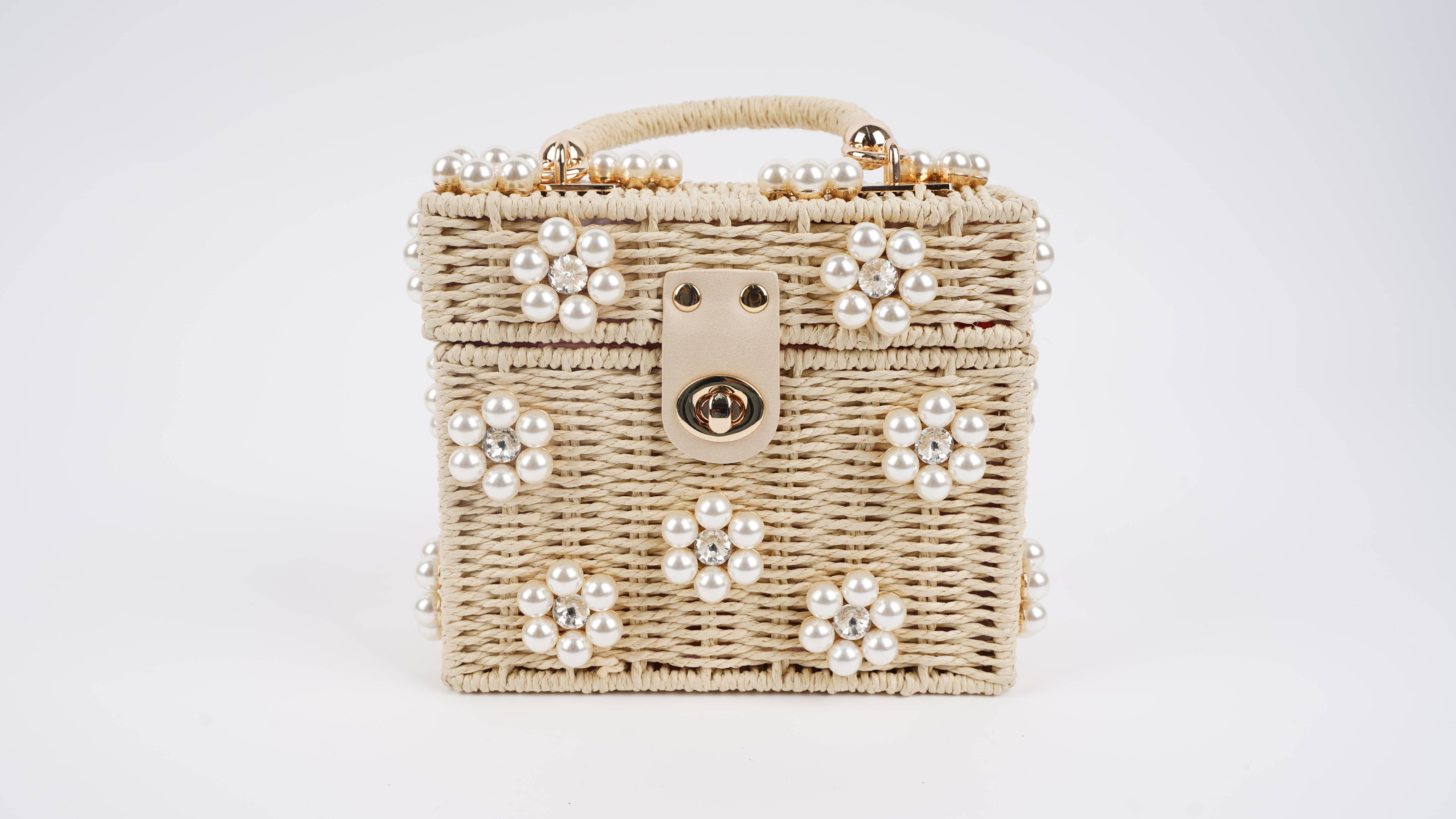 By Jenna Lee - Wholesale Top Handle Bag - Women's - Wicker Bucket Daisy Flower Purse38