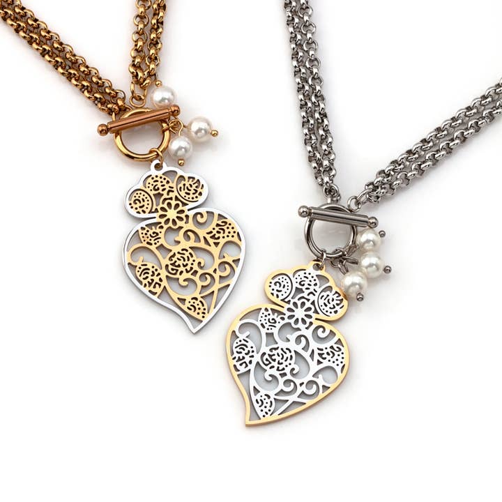 Shebiju - Wholesale Pendant/Charm Necklace - Steel Necklace 2 in 1 GKN22039561