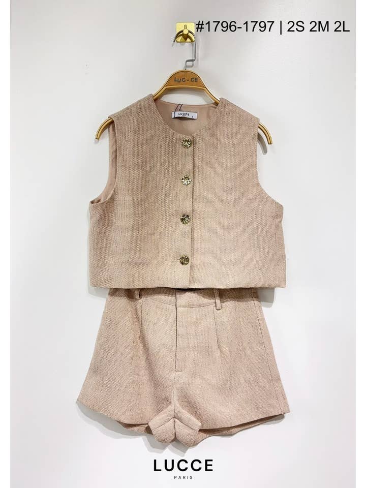 LUCCE - Wholesale Top & Short Set (NOT Loungewear) - Women's - Tweed set - ENS1796-17972