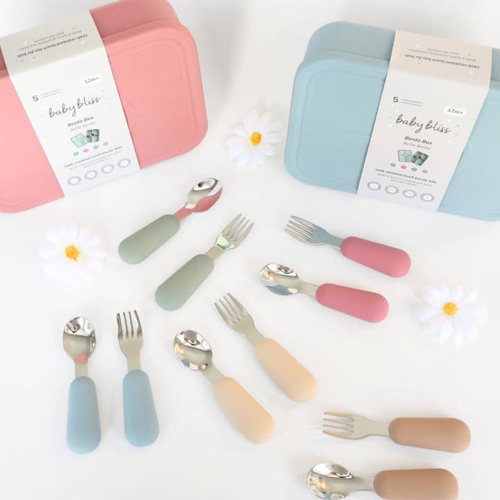 Baby Bliss - Wholesale Flatware Set - Kids & Baby - Stainless Steel & Silicone Silverware