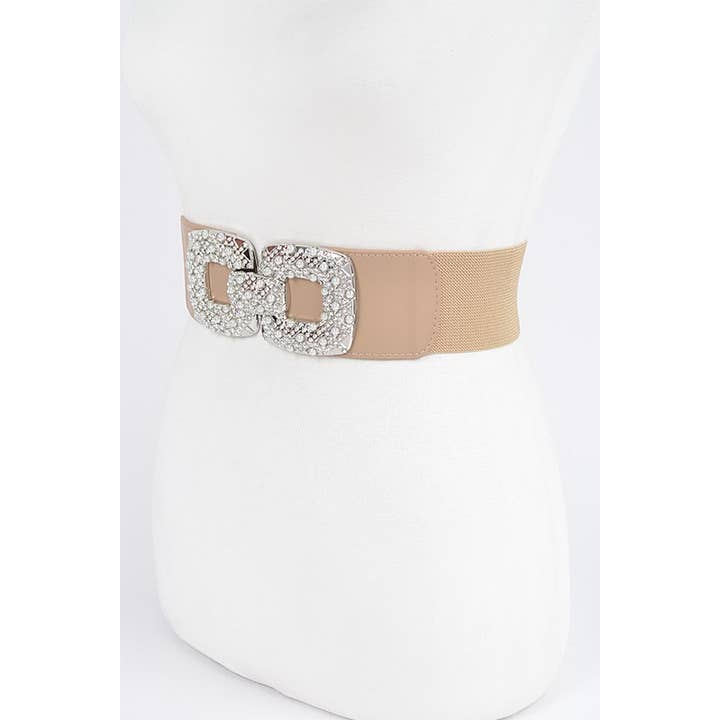 anbfashion – wholesale Belt – Women's – Rhinestone Pearl Buckles Elastic Belt PB86451