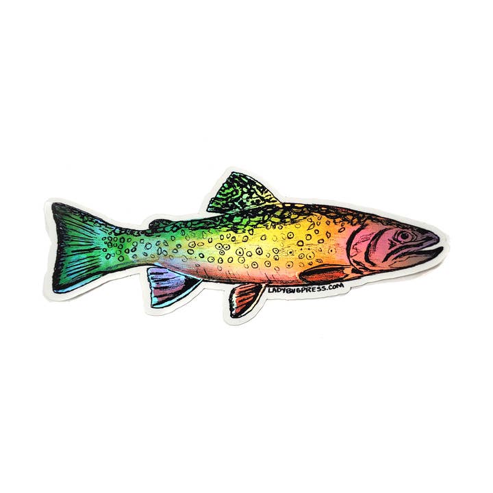 Trout sticker for wholesale by Ladybug Press