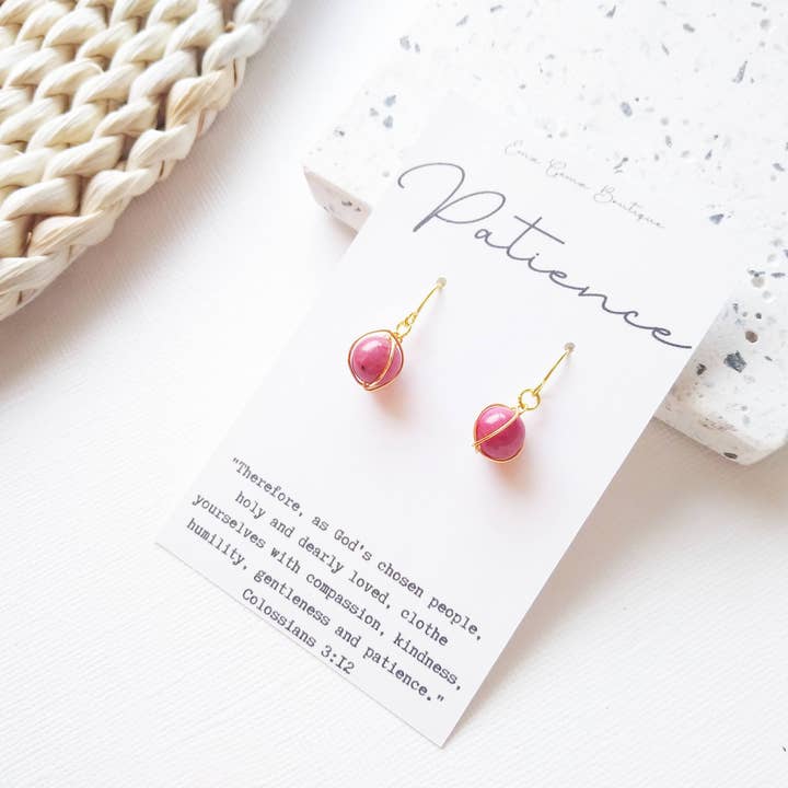 Light Jewelry Co - Wholesale Dangle Earrings - The Patience Earring, Christian Jewelry, Bible Verse Jewelry