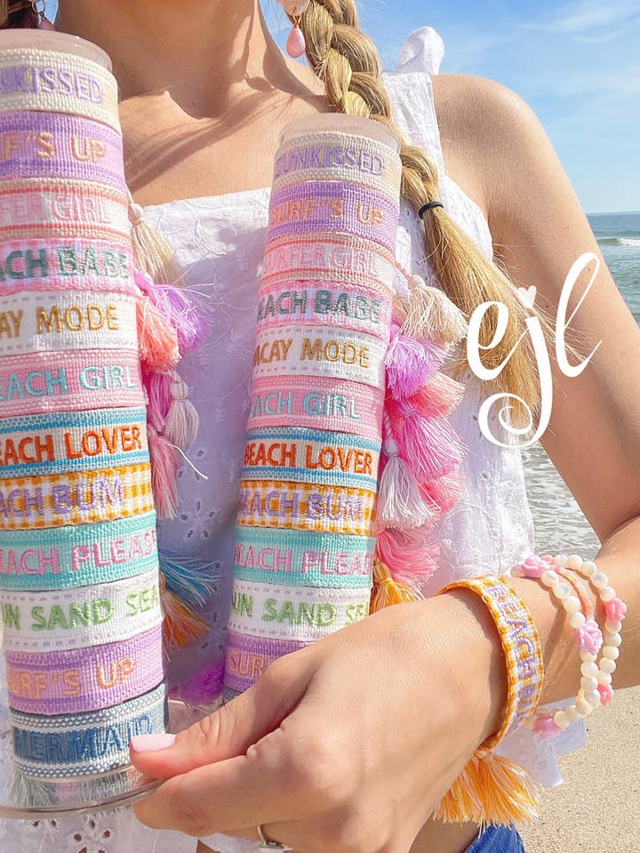 Embroidered Beach Bracelets / Beach Bracelet with Tassels for wholesale by EstelleJoyLynn, LLC