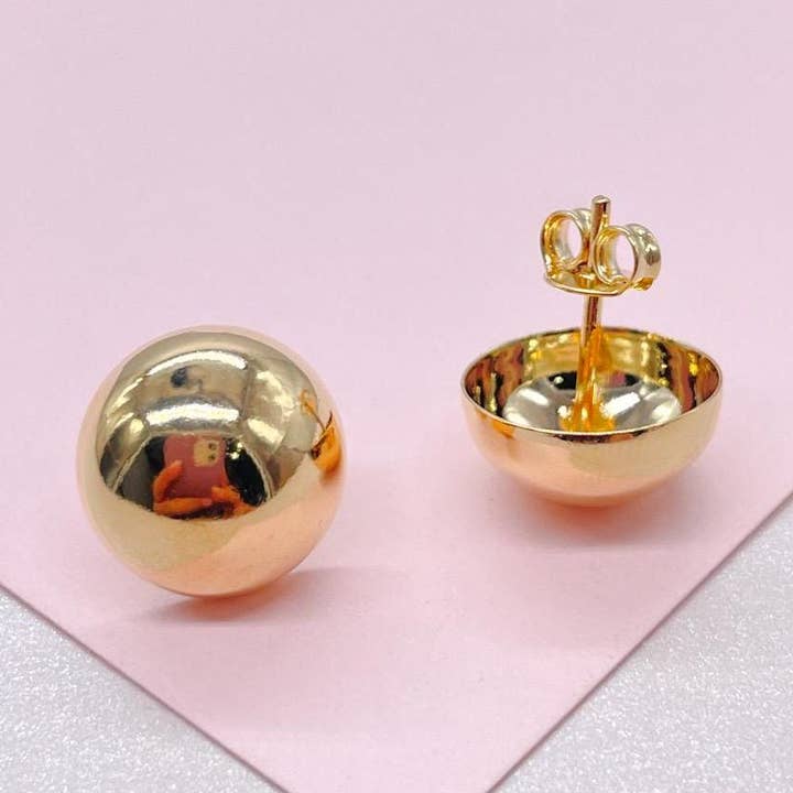 18k GF 12mm Half- Ball Stud Earring for wholesale by Milie