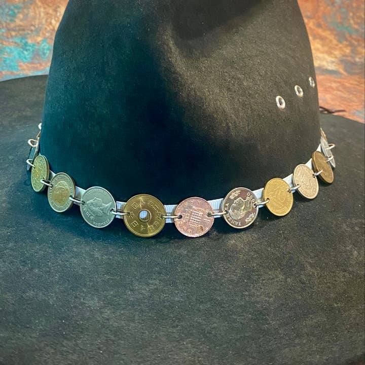 Mixed World Coin Hat Band, Authentic Foreign Coin Hatband for wholesale by ASTALI