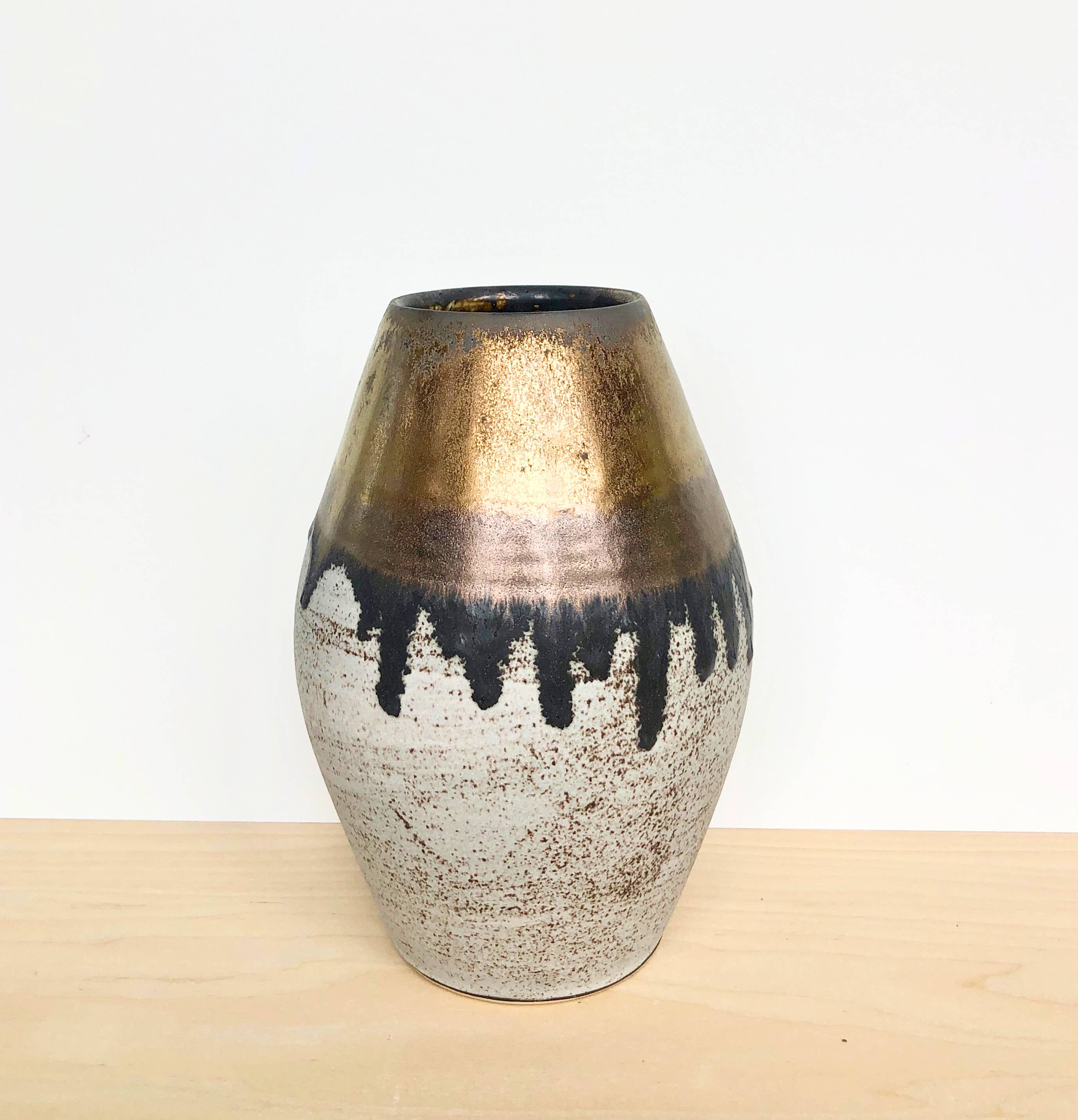 Jessica Wertz Ceramics - Wholesale Vase - Gold + Grey Short Vase