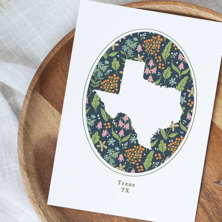 Lámina de arte floral del estado de Texas para venta al por mayor de Jande Summer