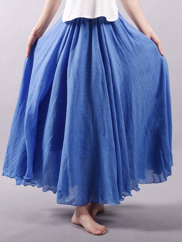 StyleGalX - Vente Jupe – femme - Jupes décontractées trapèze de couleur unie à taille élastique1