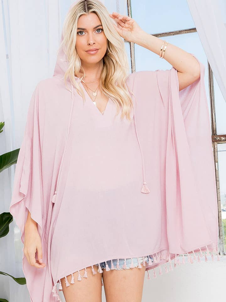 Sweet Lovely by Jen – wholesale Swim cover-up – Women’s – PANCHO SUMMER COVER-UP DRAWSTRING WITH TASSEL