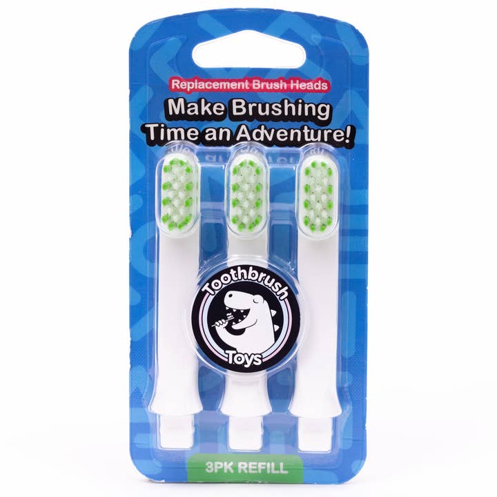 Toothbrush Toys 3-pack Green Replacement Brush Heads for wholesale by Toothbrush Toys