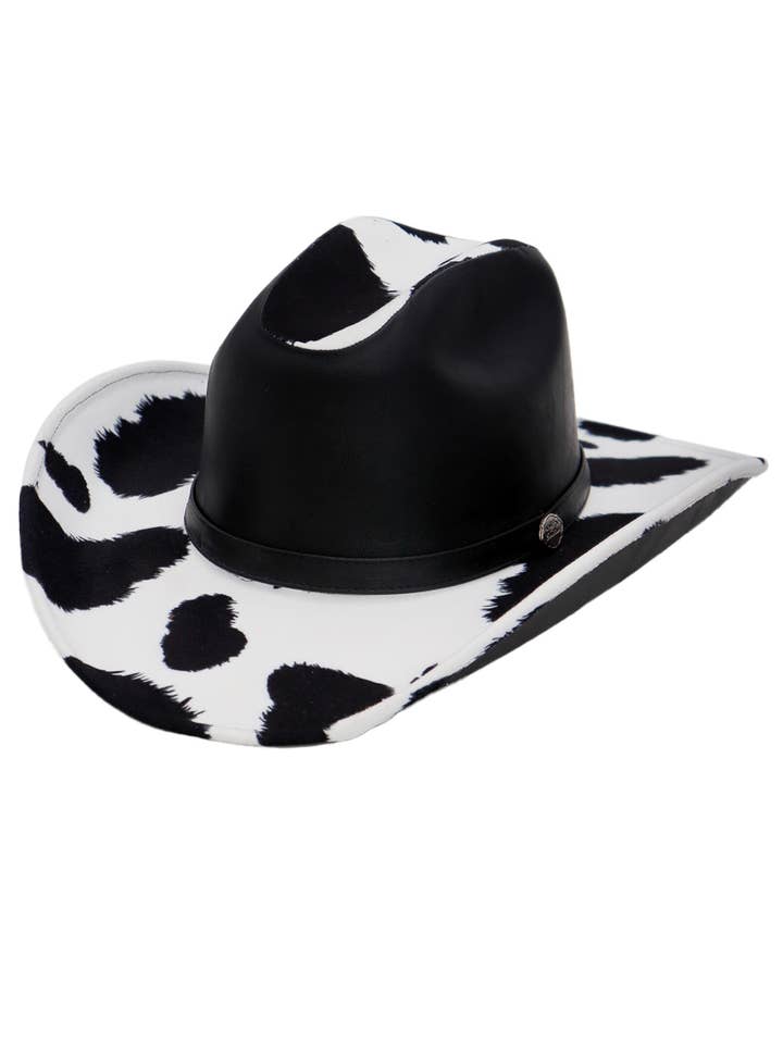 Chapeau de cowboy en similicuir grainé avec bordure en daim de vache pour la vente par Cap Zone