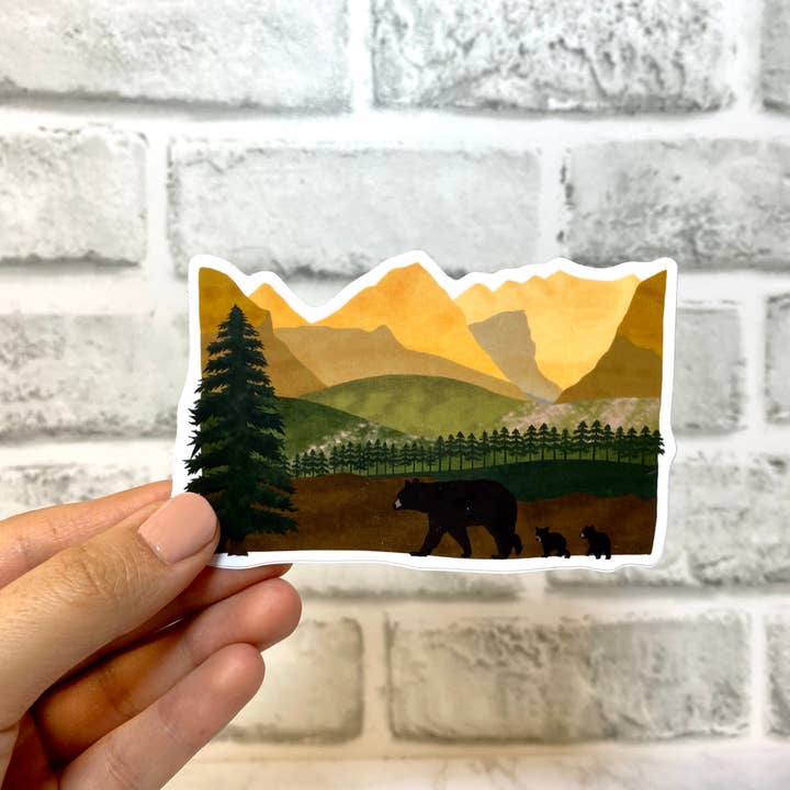 Autocollant Ours Ours Animaux Glacier Park Mountain pour la vente par Aspen Designs