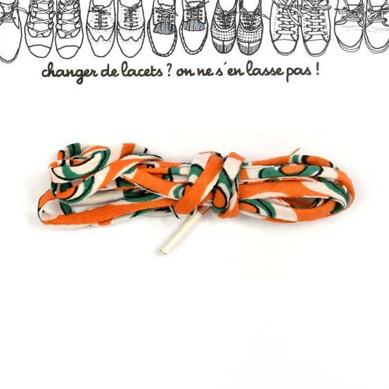 Round laces 65 cm "Spirou" orange/green for wholesale by LA DROGUERIE