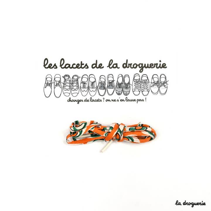 LA DROGUERIE - Wholesale Shoelaces - Unisex - Round laces 65 cm "Spirou" orange/green