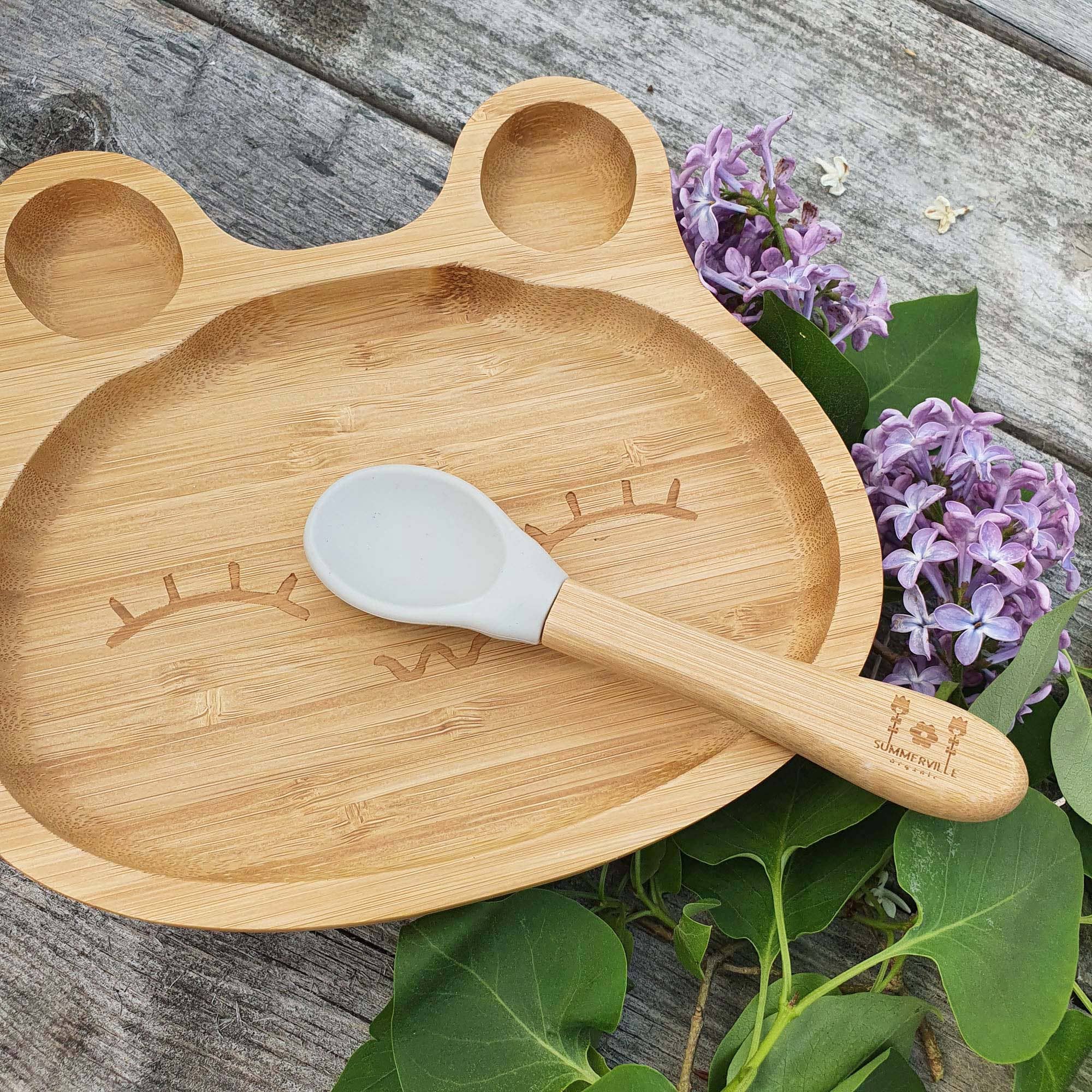 Summerville organic - Vente Service à vaisselle – enfant et bébé - Vaisselle en bambou pour enfants, gris lapin2