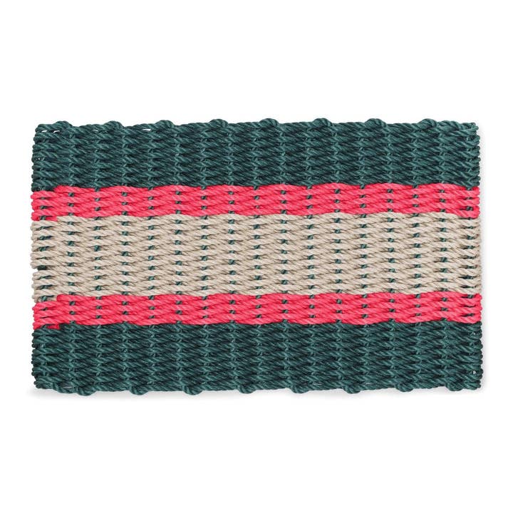Lobster Rope Outdoor Doormat: Christmas Green & Red for wholesale by Wicked Good Doormats