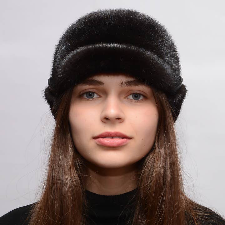 FurStyleUa - Vente Béret – femme - Chapeau en fourrure de vison pour femme, chapeau d'hiver en fourrure russe, véritable chapeau en fourrure.11