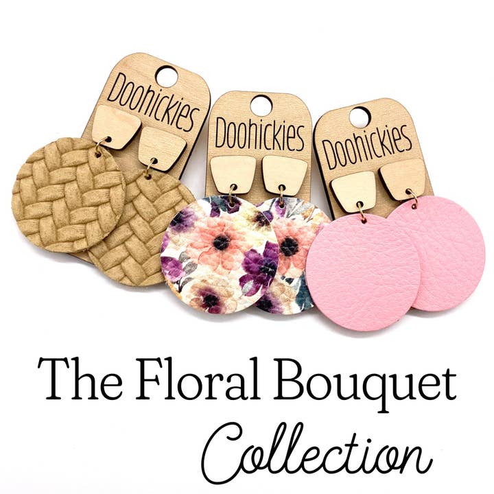 The Floral Bouquet Piggyback Collection - Spring Leather Earrings for wholesale by Doohickies