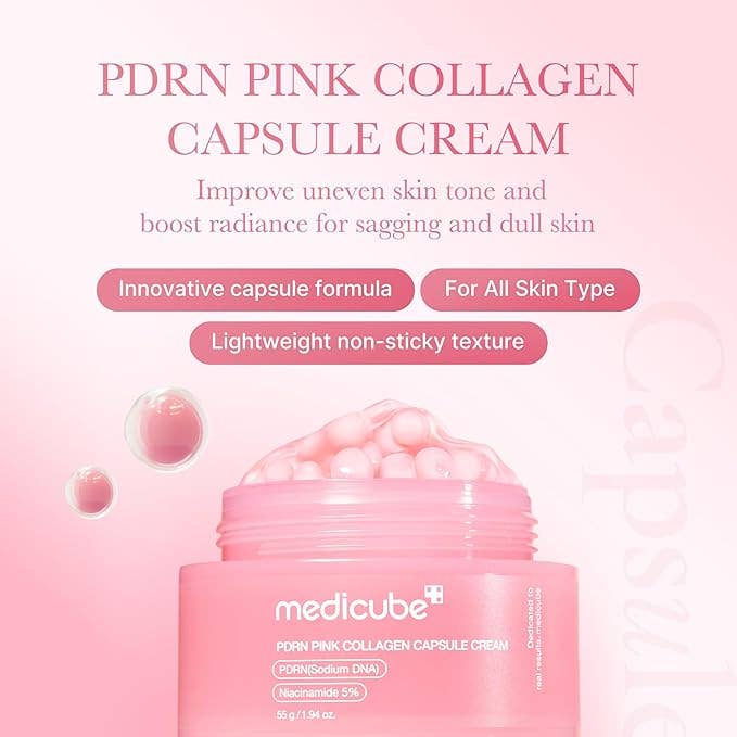 Glowiss - Wholesale Facial Moisturizer - MEDICUBE Salmon DNA PDRN Pink Collagen Capsule Cream 55g 1.94 oz