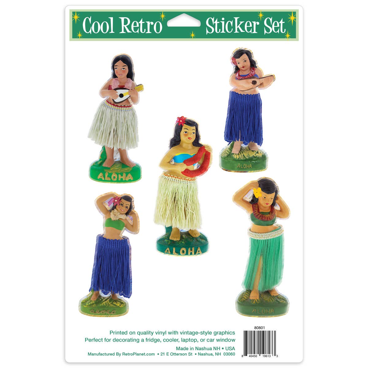 RetroPlanet - Wholesale Sticker - Dashboard Hula Dolls Vinyl Sticker Set of 5 Vintage Style1
