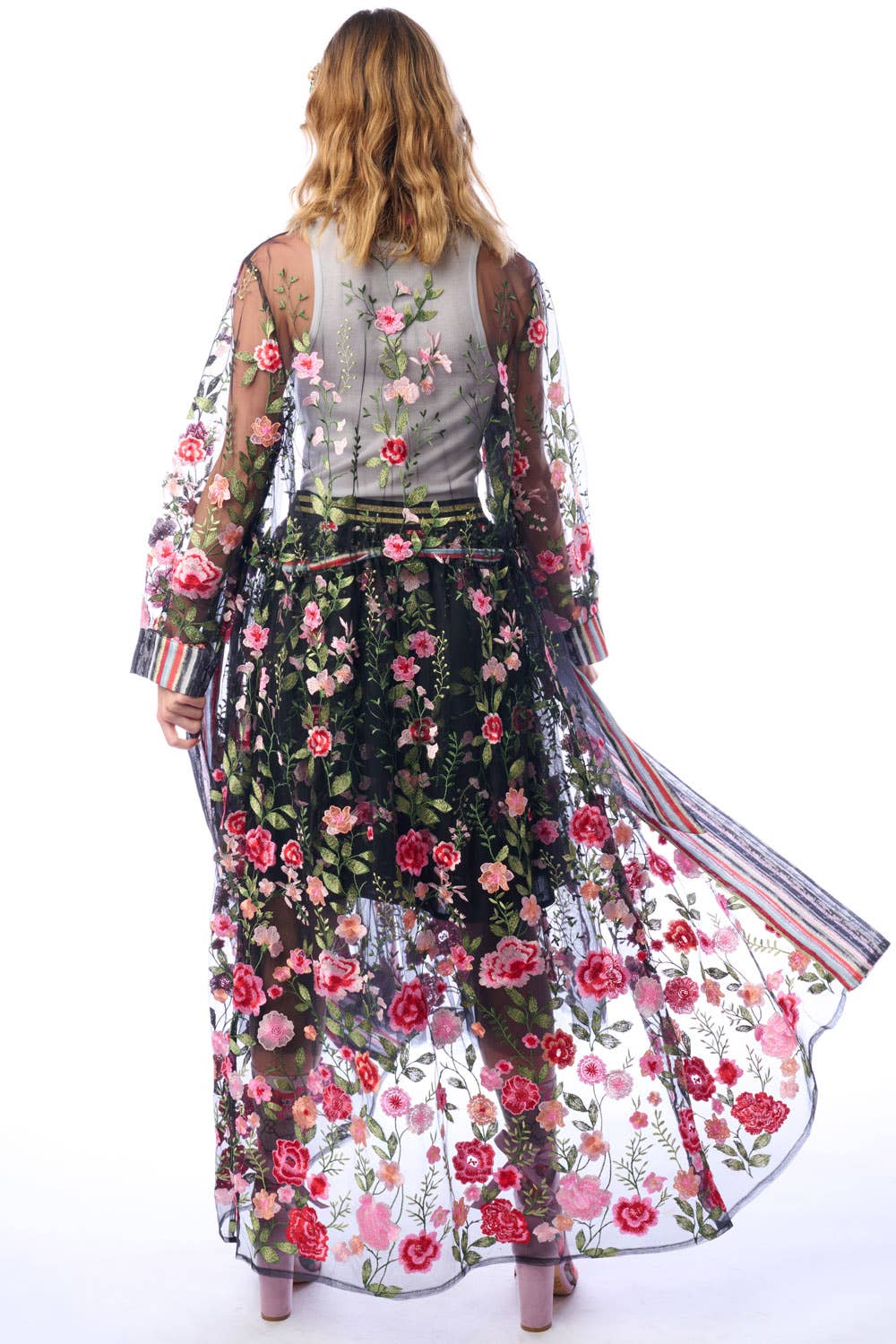 Aratta | Women's Fashion - Wholesale Kimono - Women's - Dark Rose Embroidered Duster7