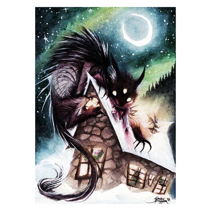 Jólakötturinn The Yule Cat, 11x14 Print for wholesale by The Spooky Dinosaur