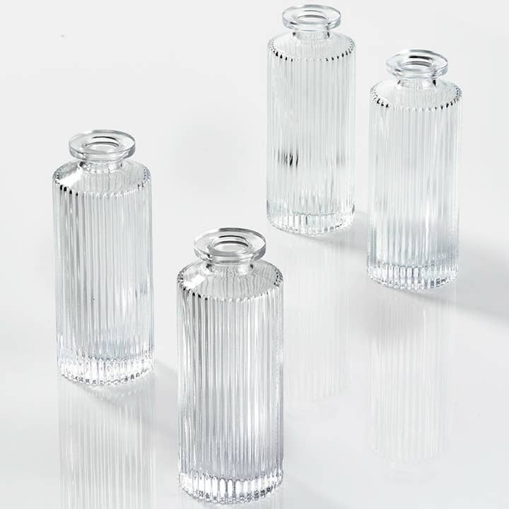 Jamali Garden - Wholesale Vase - Clear Pleated Glass Bottle Bud Vase