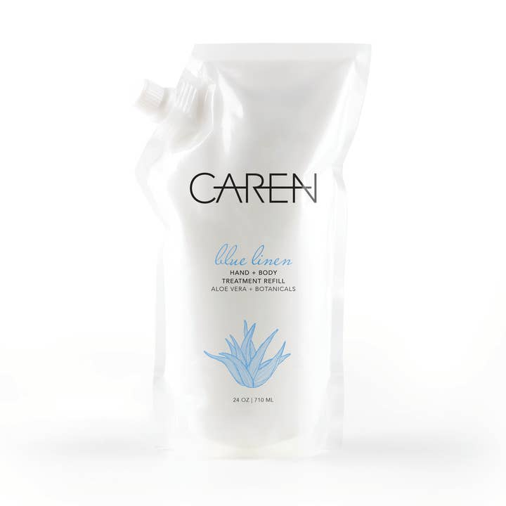 Blue Linen 22oz Refill Pouch HT for wholesale by Caren Products