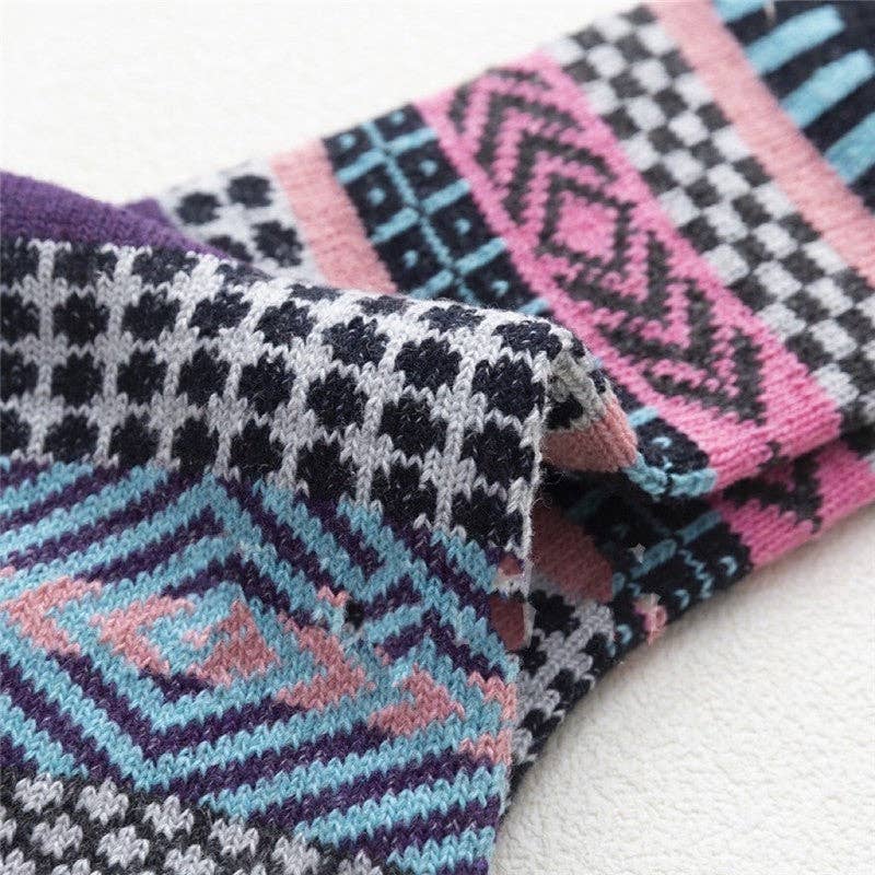 SAME AS THE PICTURE Breathable Casual Thick Print Wool Sock(A Set Of Five Pairs) for wholesale on Faire4