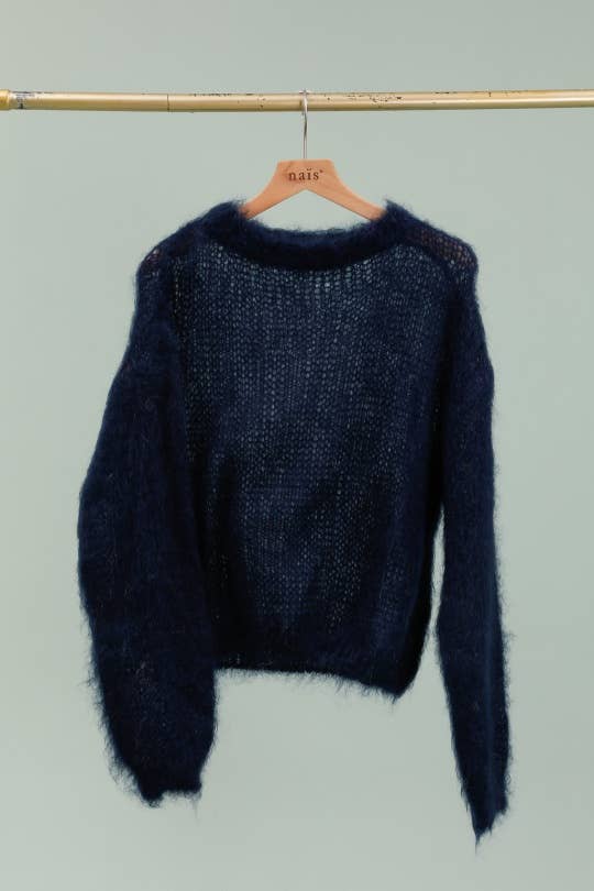 NAÏS PARIS - Wholesale Knit Sweater - Women's - Round neck long sleeve sweater in 80% kid mohair0