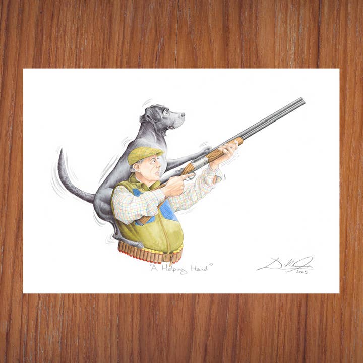 A Helping Hand (Black Labrador) - Open Edition Giclee Art Print for wholesale by Will Gorman Art