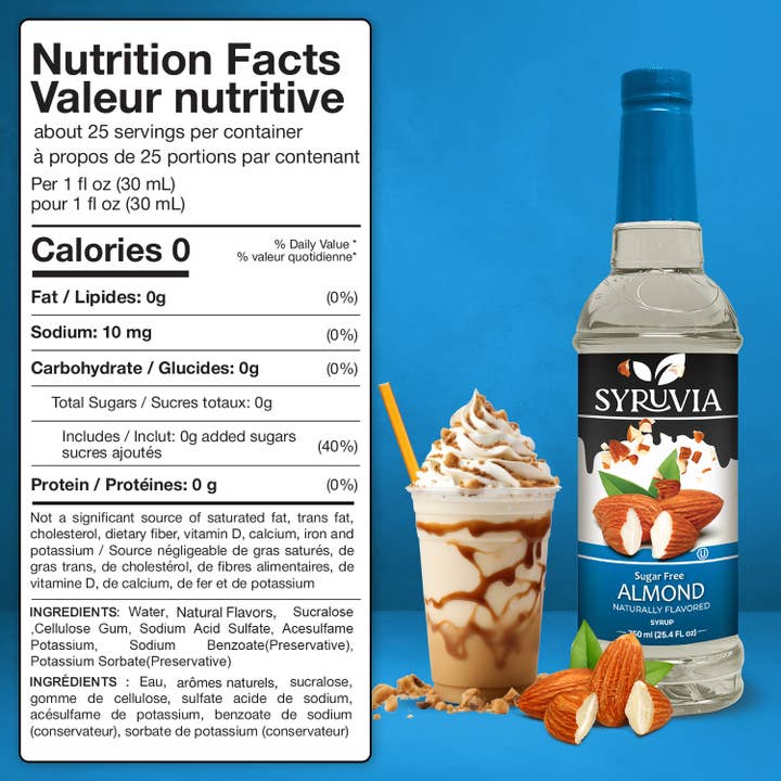 Syruvia - Vente Sirops aromatisés - Sirop d'Amande Sans Sucre2