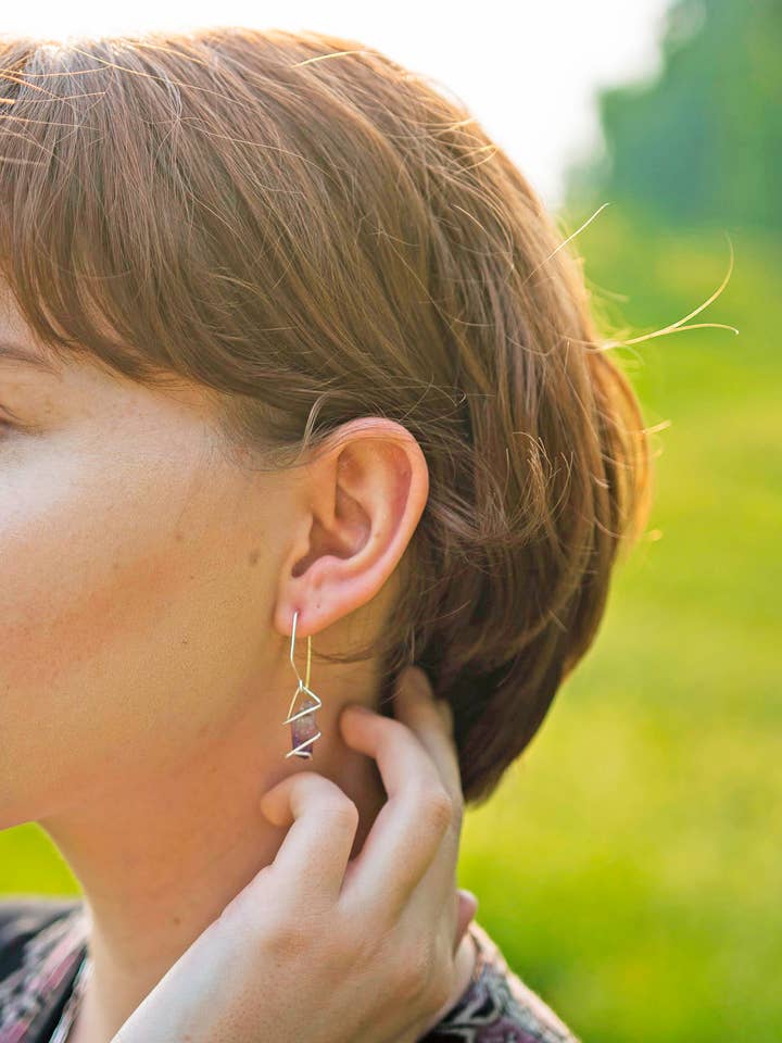 Vera Cruz Amethyst Geo Kristall Tropfenohrringe für den Großhandel von Aimee Petkus Jewelry